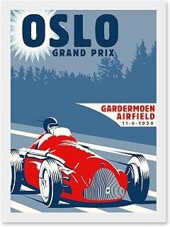Wee Blue Coo Oslo Grand Prix Gardermoen Airfield 1950 Norway Motor Sport Car Auto Racing Historic Fantasy Races Artwork Framed A3 Wall Art Print Poster