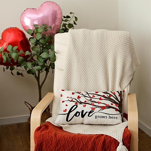 Miniatura 3 de AACORS AA301-12 - Funda de almohada para el día de San Valentín, 12 x 20 pulgadas, diseño de corazones de árbol Love Grows Here Decor Holiday Home