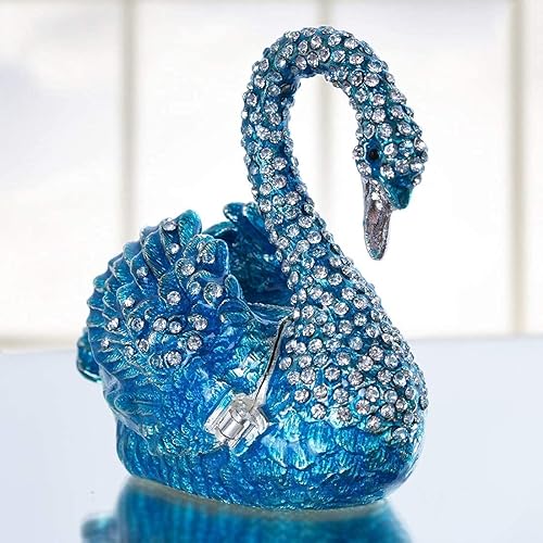 Miniatura 6 de YU FENG Caja de baratijas de cisne con bisagras y figura de león de cristal coleccionable