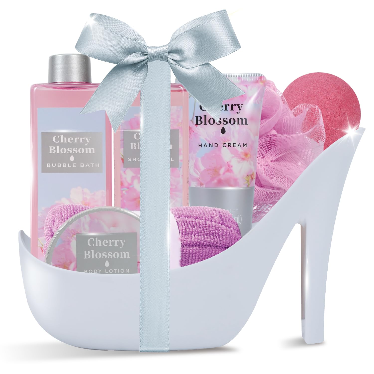 Spa Luxetique Mothers Day Gifts for Women 8pcs High Heel Gift Set for Women Elegant Cherry Blossom Spa Gifts for Womens Birthday Gifts for Womens Wife