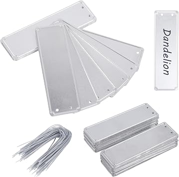 50 Packs Metal Plant Labels, Aluminum Plant Tags, Aluminum Plant Label for Seedlings Garden Tree, Double Sided Write on Labels for Outdoor, Waterproof Metal Tags