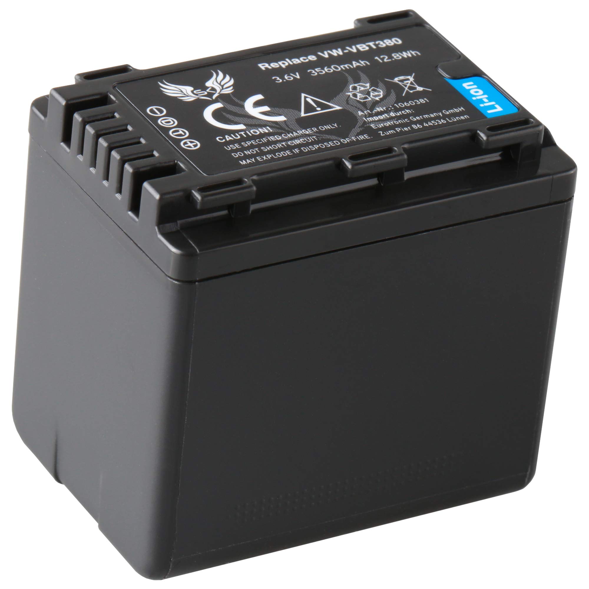 SK Akku Ersatz für Panasonic VW-VBT380 E-K 3560mAh + Ladegerät VW-VBK180 VW-VBK360 VW-VBT190 VW VBK180 VBK360 VBT380 E K Panasonic HC-V777 VXF999
