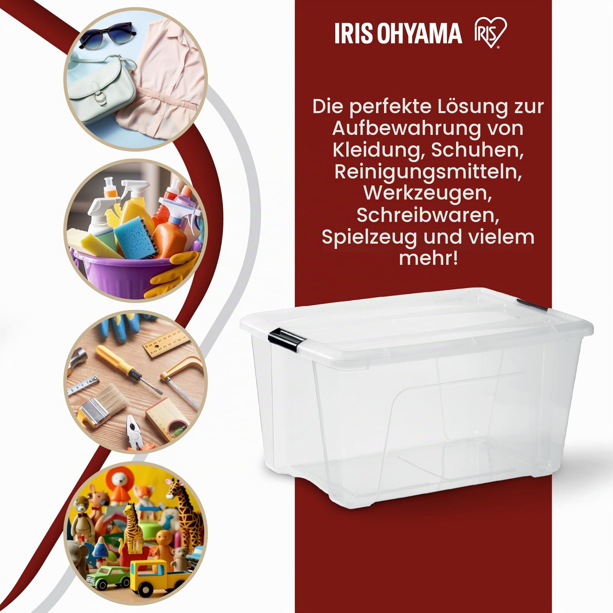 Iris Ohyama Aufbewahrungsboxen mit Deckel 45 L – Bild 5