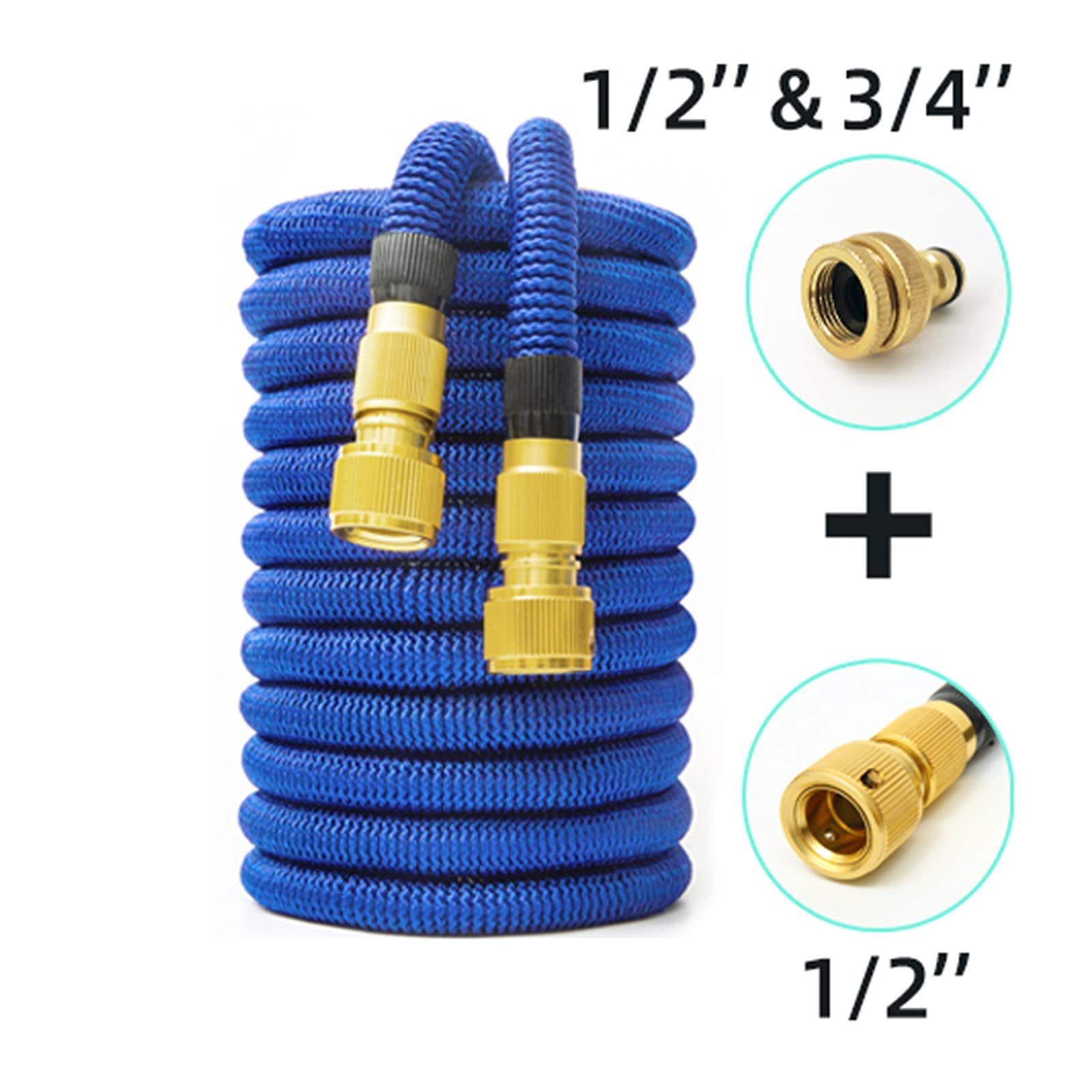 Manguera mágica de jardín extensible Manguera de jardín Manguera de riego extensible Manguera de lavado de autos de alta presión (Color : Black with Connector, Long : 100FT-30M) (Blue With Connector