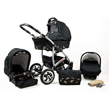 pram with gold wings