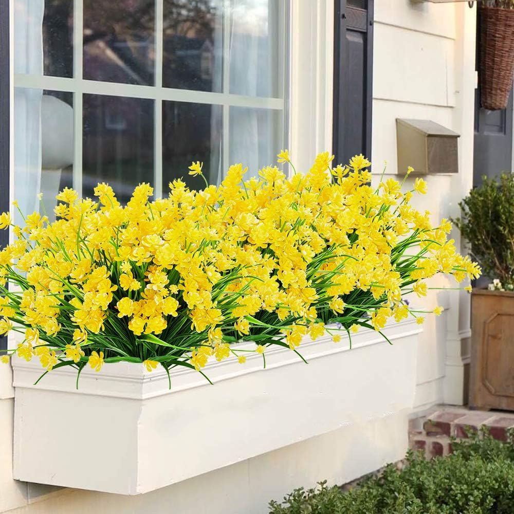 Buy TEMCHY Artificial Outdoor Flowers, 8 Bundles Fake UV Resistant