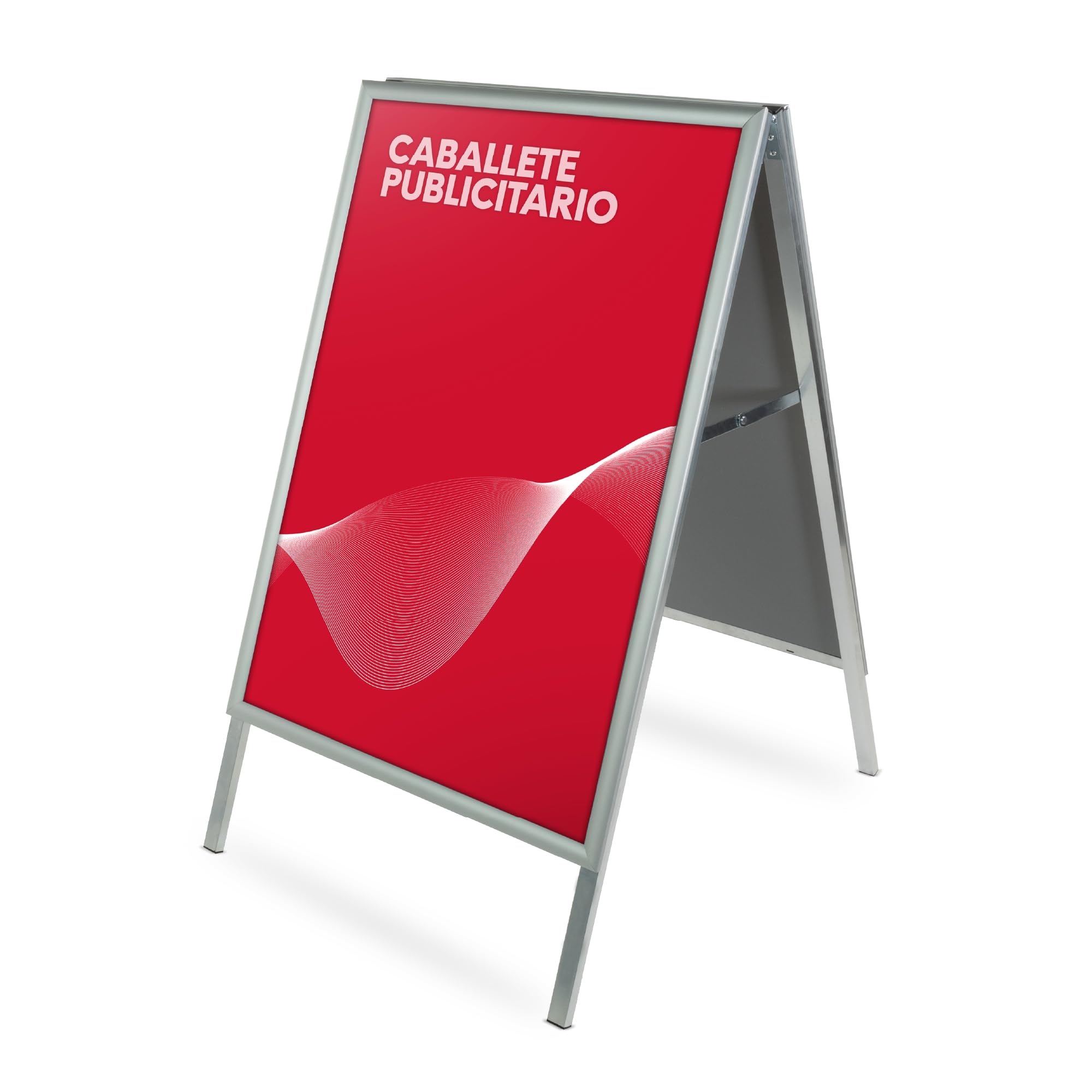 Caballete Publicitario de Aluminio Gris | Expositor Doble Cara con Sistema Click y Protector Antideslumbrante | Caballete para Carteles y Anuncios | Medidas 700x1000 mm