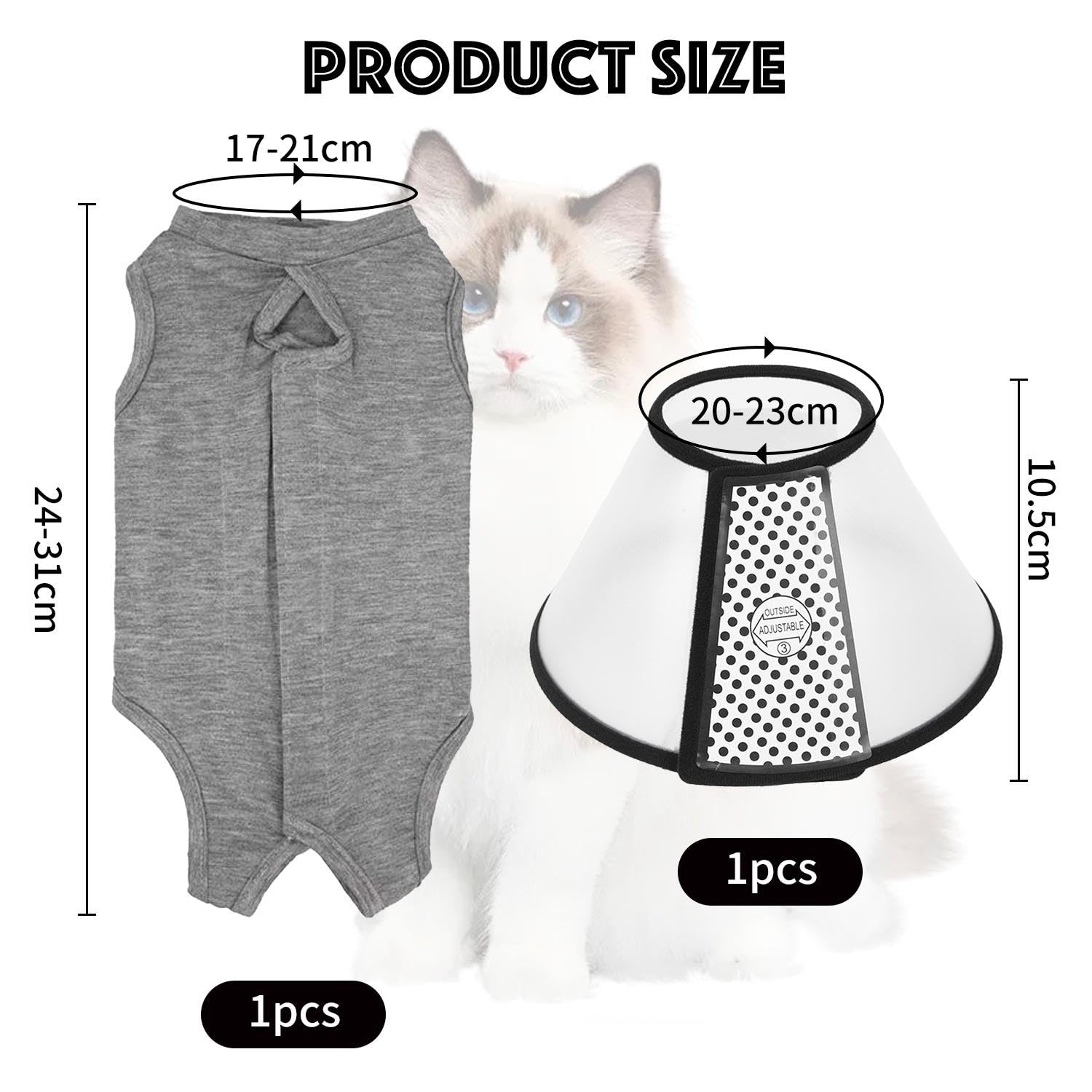 EOWVISN 1 Cat Costume And 1 Protective Cover, Cotton Pet Clothing, Pet Neutering Clothing, Pet Supplies, Anti-Bite Pet Protector - Image 2