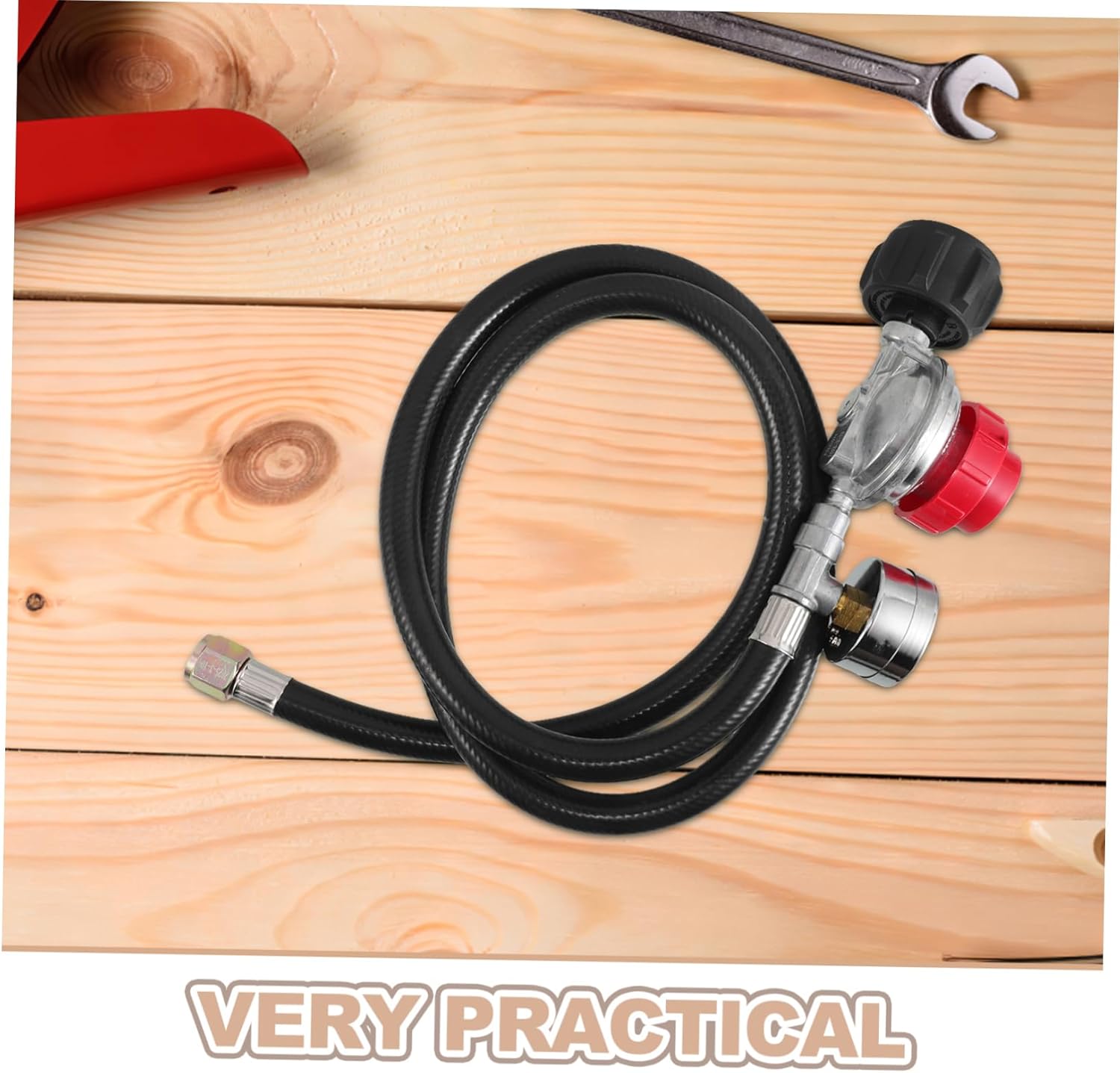 MERRYHAPY Adjustable High Pressure Regulator Psi with Gauge Durable Cast Iron Valve for BBQ Grill Gas Burner and Heating Systems Standard Interface Inlet