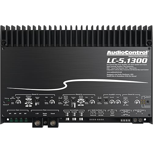 AudioControl LC-5.1300 High-Power 3/5-Channel 1300W Class D Car Audio Amplifier with AccuBASS, High Fidelity, Line-Level RCA & Speaker Level Inputs, High/Low/Band Pass Crossovers, Subsonic Filter
