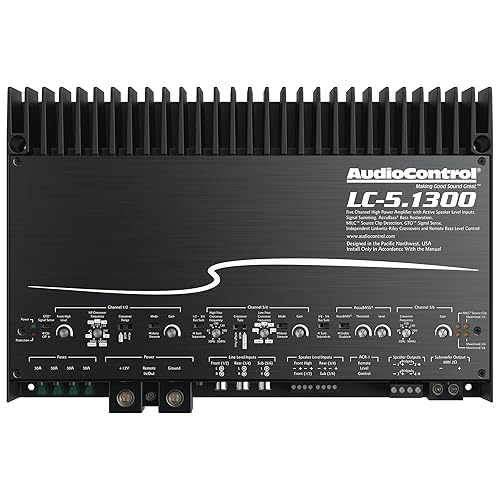 AudioControl LC-5.1300 Amplificador de audio para automóvil de alta potencia de 3/5 canales de 1300 W clase D con AccuBASS, alta fidelidad, entradas
