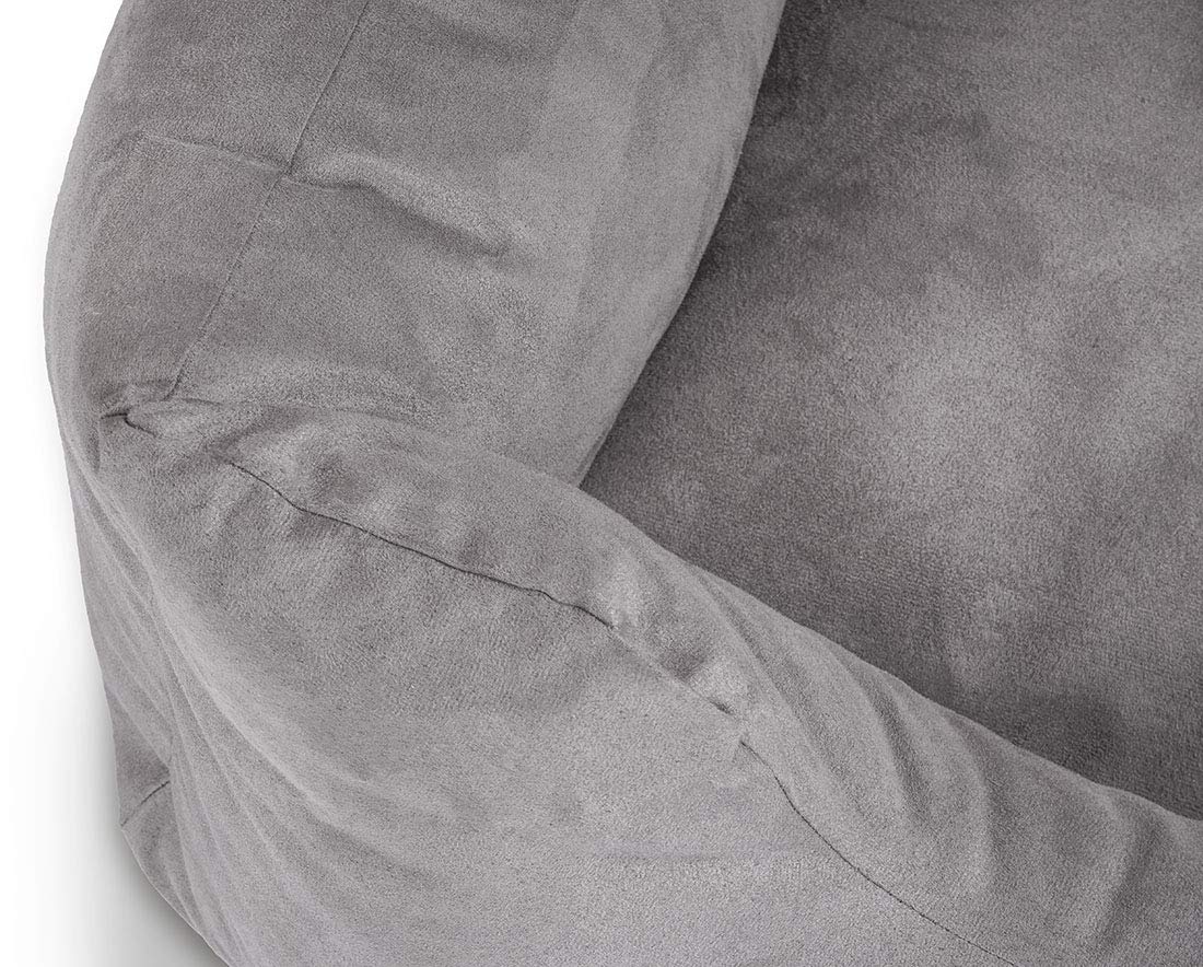 Knuffelwuff Hundebett Dreamline aus Velours XL 105 x 75cm Grau - abnehmbarer Bezug - leicht zu reinigen - für große, mittelgroße und kleine Hunde