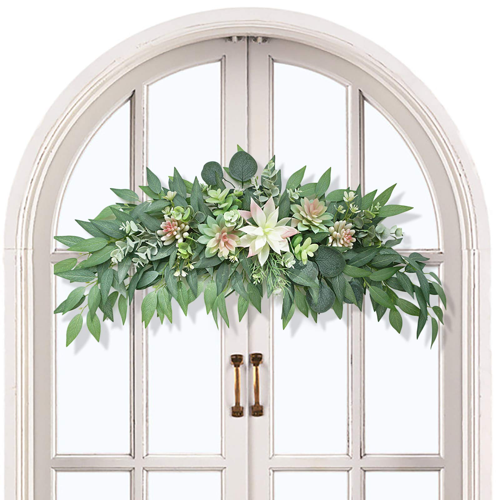 70 cm künstliche Sukkulenten Swag, dekorative Sukkulenten Swag mit grünen Blättern, Greenery Swag Farmhouse Floral Swag Girlande für Tisch Tafelaufsätze Wanddekoration
