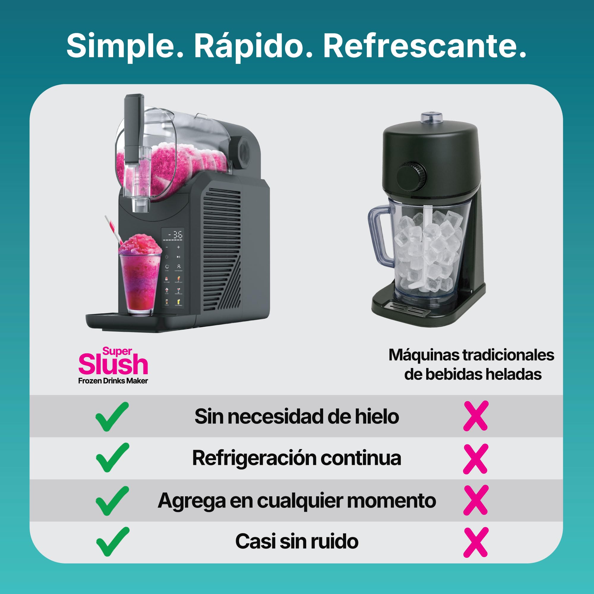 Seeger SuperSlush Máquina de Granizado Heladera, 2L, 7 Modos | InstantFreeze Tecnología: Bebidas en 15-30 min, Slushi, Granizados, Frappés, Margaritas, Frozen Drinks, Negro, SLFRZ1BK