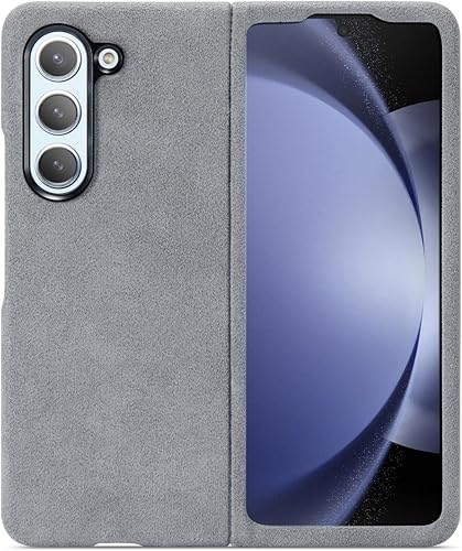 AKANTRA Alcantara - Funda para Samsung Galaxy Z Fold5, hecha a mano, totalmente envuelta de gamuza sintética, protección de cámara metálica, a