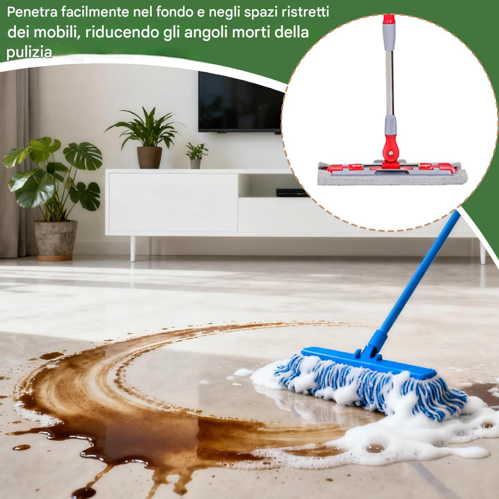 Generico in Microfibra Set 7 Panni per Pulizia Rapida Strofina | Testa Piatta Rotante 360 Gradi Per Laminato Piastrelle Bagno Cucina Commerciale Grandi Aree Manutenzione Quotidiana