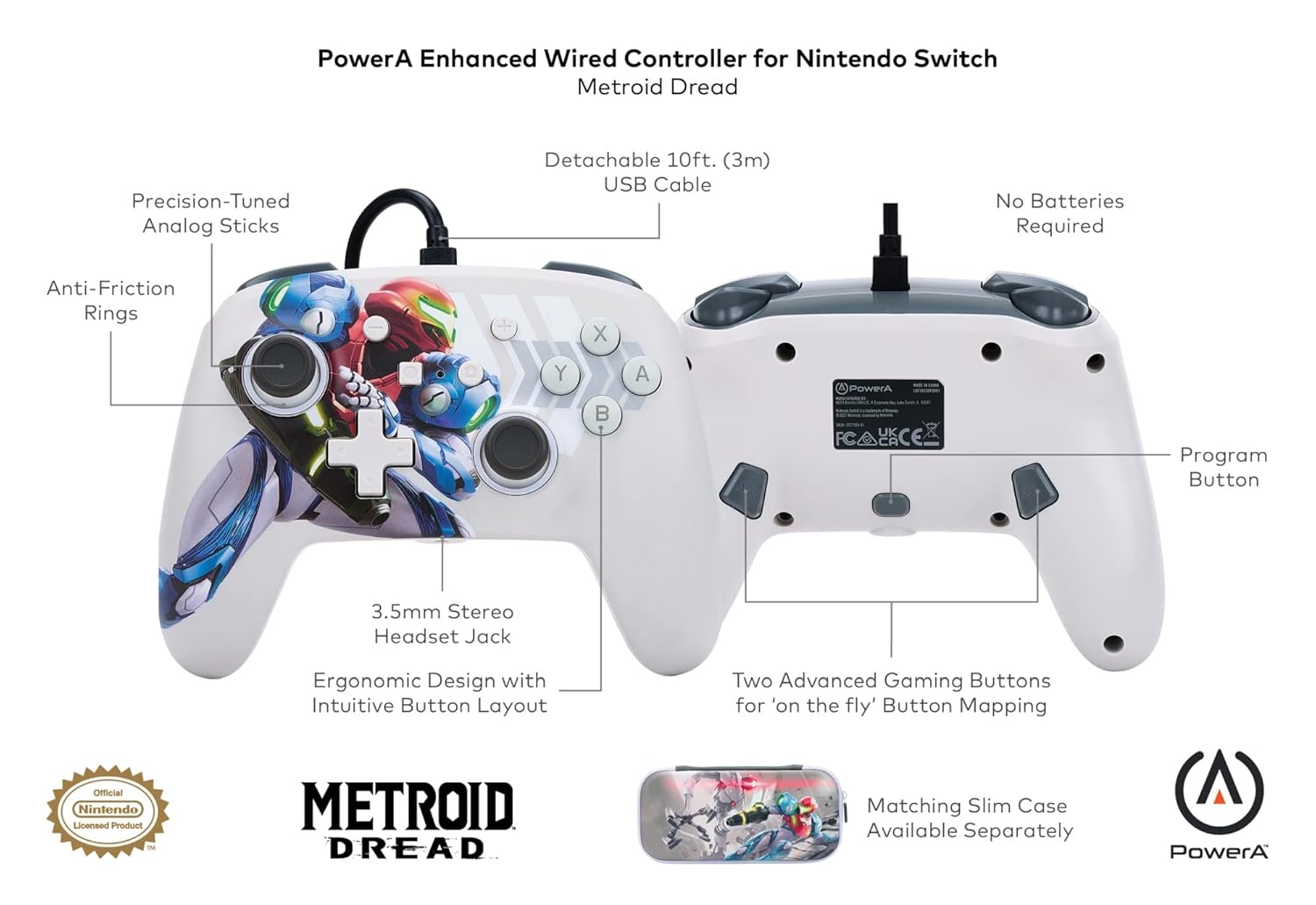 PowerA Enhanced Wired Controller for Nintendo Switch - Metroid Dread