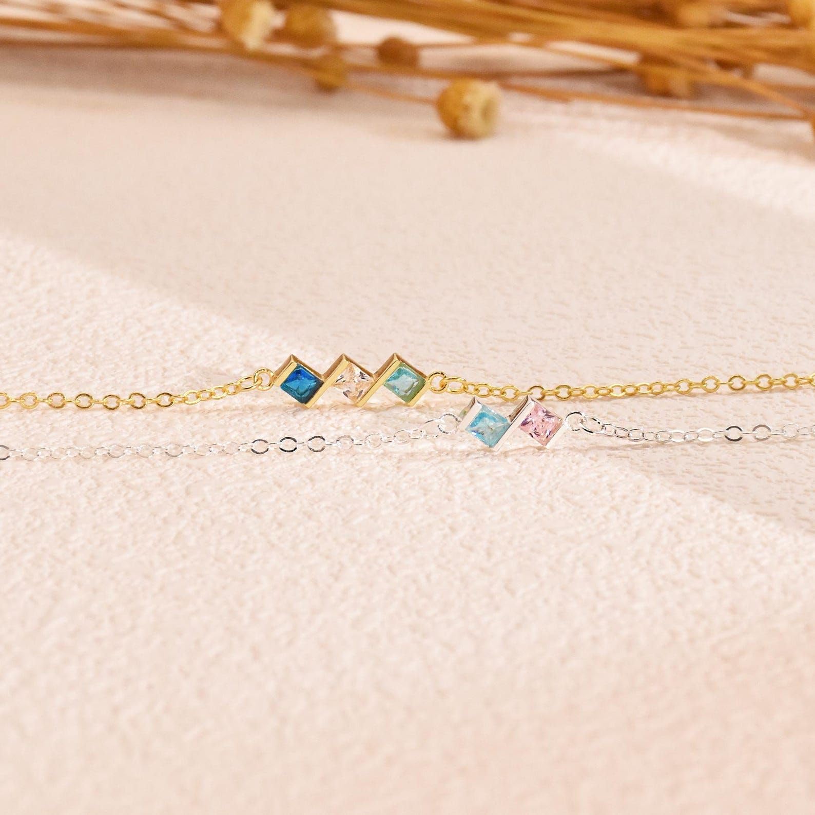 Famiglia bracciale con pietra portafortuna, personalizzato multiplo anniversario compleanno Natale per lei