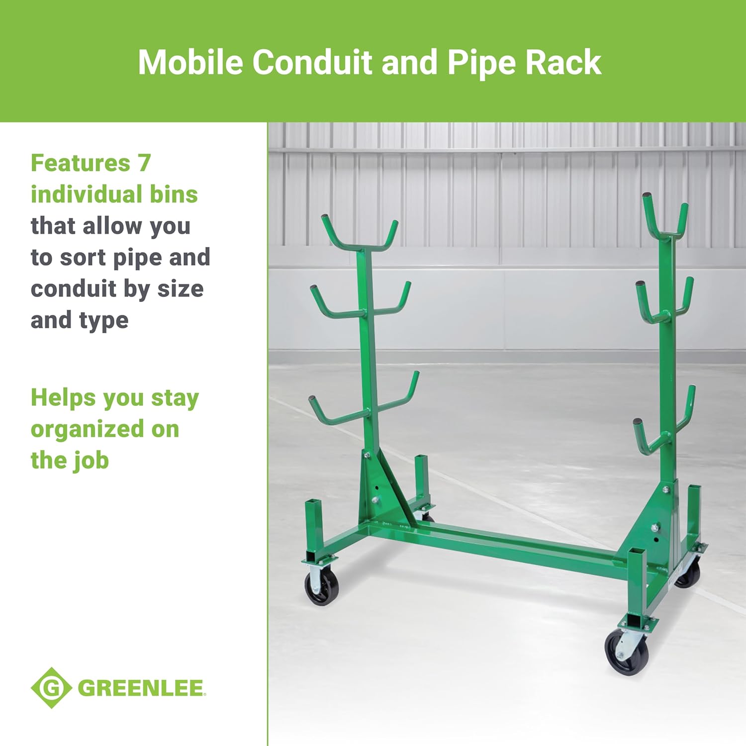 Greenlee 668 Mobile Material Handling Conduit and Pipe Rack with 603 Casters