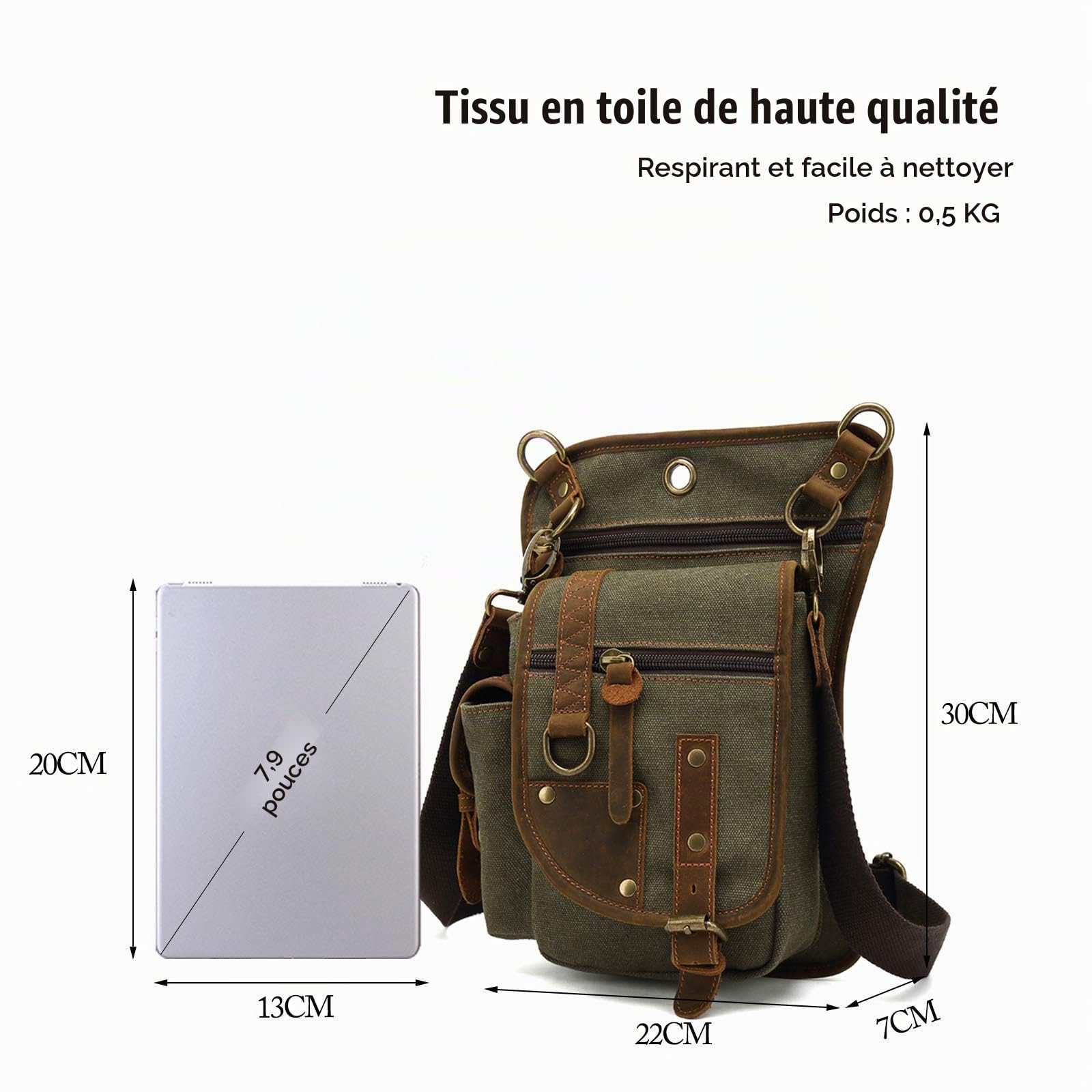 FANDARE Sac de Poitrine Sac à la Taille Sac de Jambe Sac Bandoulière Homme Femme Sac de Voyage Sling Bag Toile Sac d'Epaule Sacoche pour Randonnée Université École Cyclisme Camping Daypack