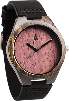 Treehut Wooden Watches for Men, Japanese Miyota Movement, Stylish Exotic Wrist Watch with Adjustable Stainless Steel Buckle, Leather Straps, Watch Made Real Bamboo Wood, Relojes para Hombre