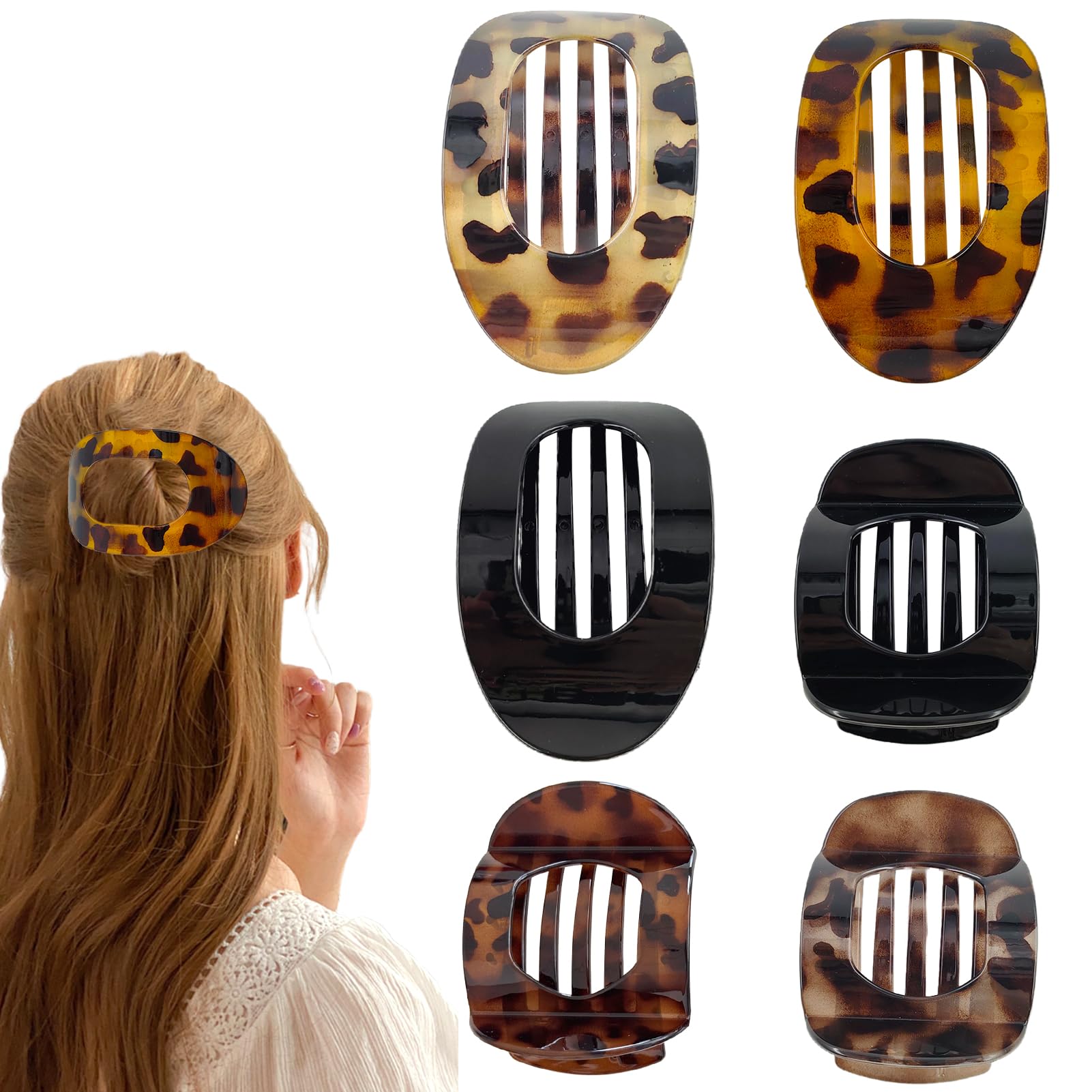 6 Stück Haarspange Flach Damen, Flat Claw Clip, Haarklammern Damen, Rutschfeste Flache Haarklammern