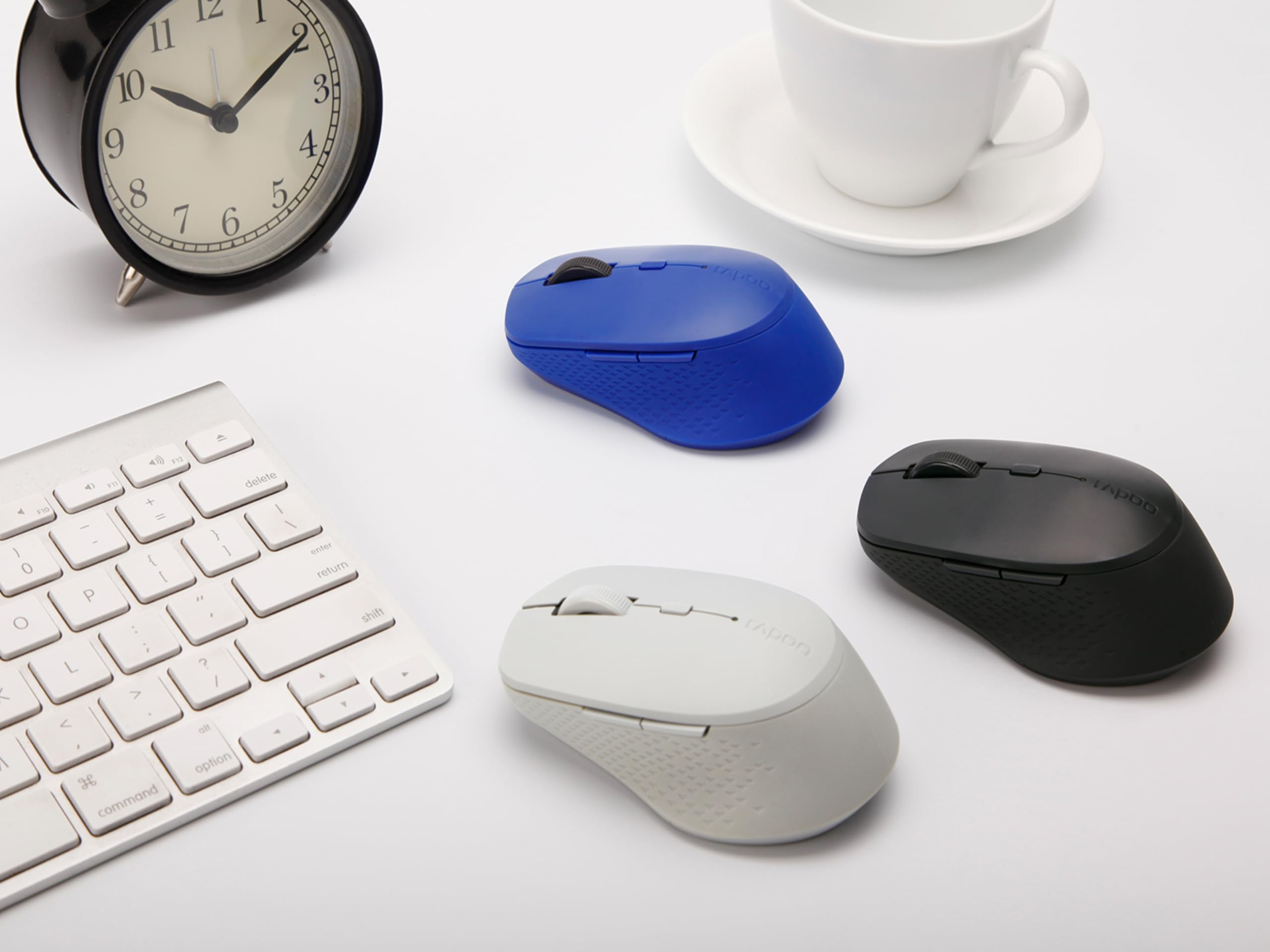 Rapoo bezprzewodowa mysz komuterowa (myszka do komputera, PC, wireless, ergonomiczna, 7 przycisków, 2,4 GHz, Bluetooth, 1600 DPI) ciemnoszara
