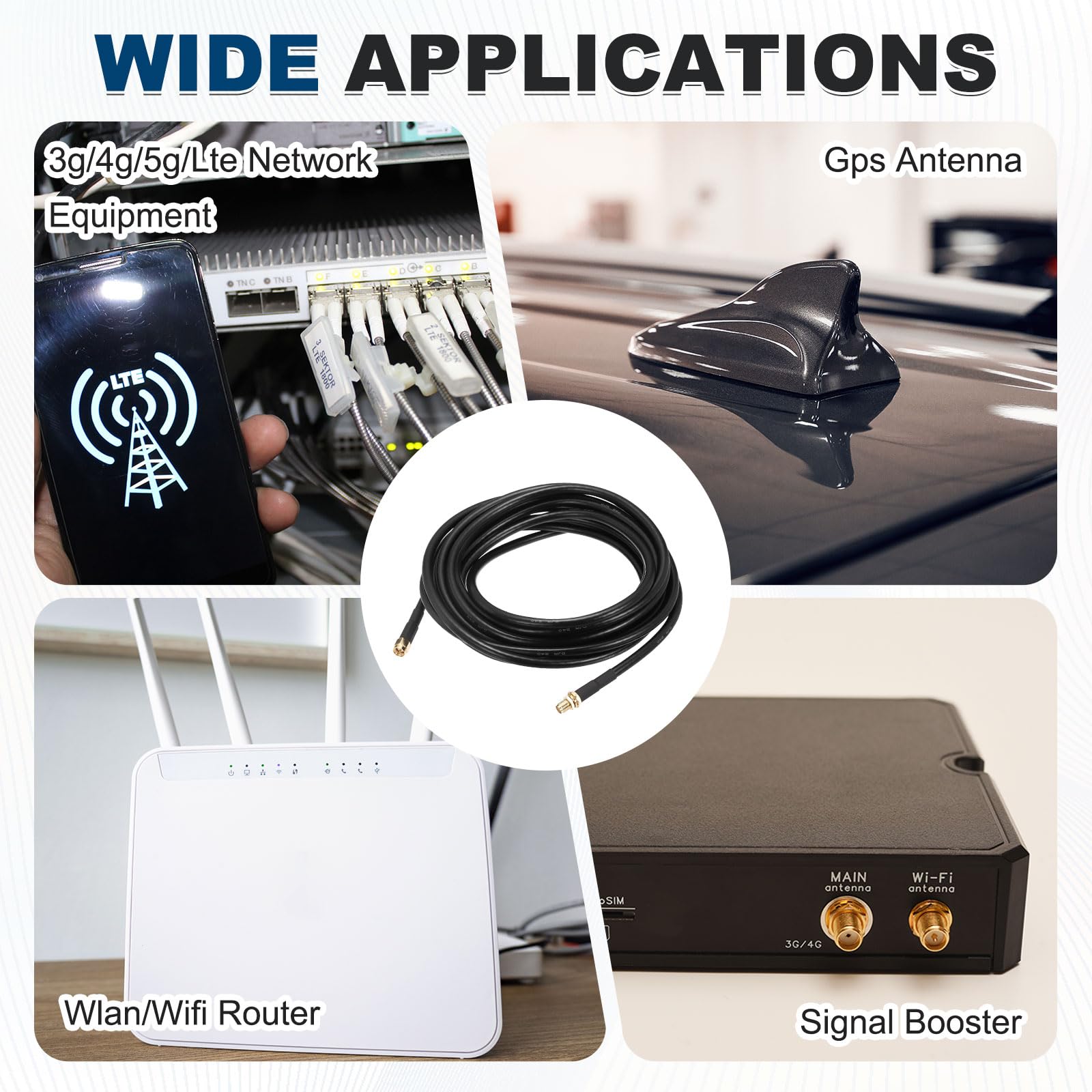 sourcing map KMR/LMR240 Koaxial-Verlängerungskabel, 50 Ohm, 4,5 m, SMA-Stecker auf SMA-Buchse, RF-Koaxialkabel, Antennenkabel, Verlängerung mit Stecker für 3G, 4G, 5G, LTE, Ham, WLAN, GPS, RF-Radio