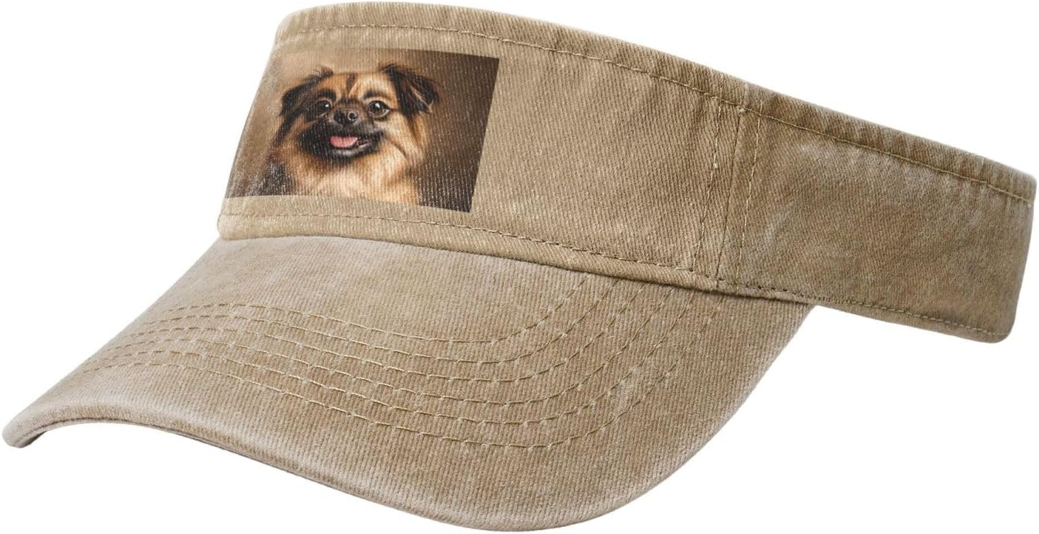Sun Hats for Men Women Summer Sport Empty top Baseball Cotton with for Beach, Summer, A Cute Dog Painting Black