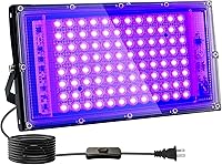 Vista 1 de Luces Negras de 100W, Luz de Inundación de Luz Negra con Enchufe e Interruptor, para Fiesta Fluorescente, Halloween, Póster Fluorescente