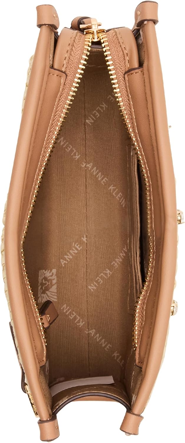 Anne Klein Womens Crystal Straw Wristlet, Natural/Sunbaked