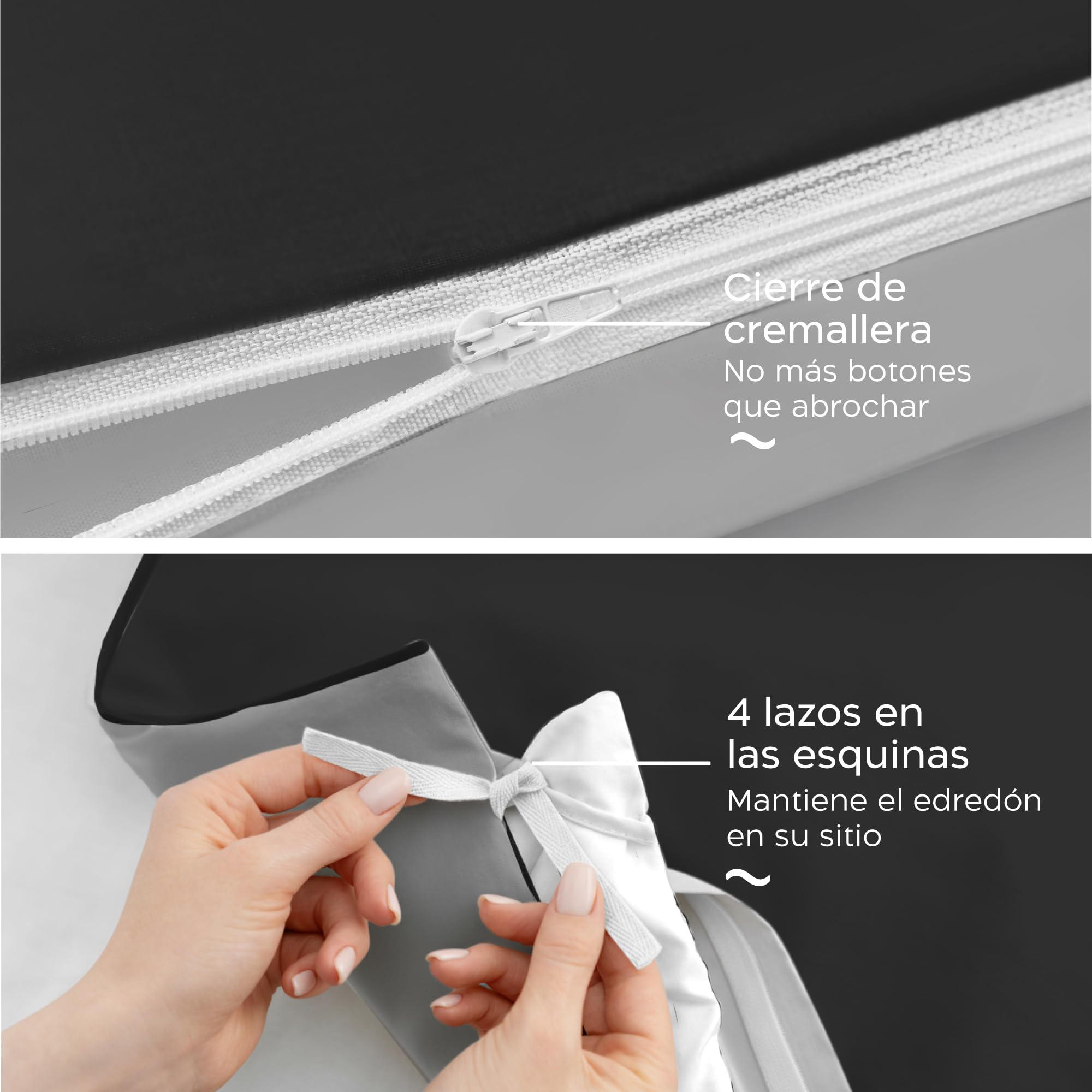 Twinzen Funda Nordica Cama 135 x200cm Reversible Gris Oscuro/Gris Claro, con 1 Funda de Almohada de 50x70 cm - Fundas Nordicas Cama 135 Microfibra - Oeko-Tex