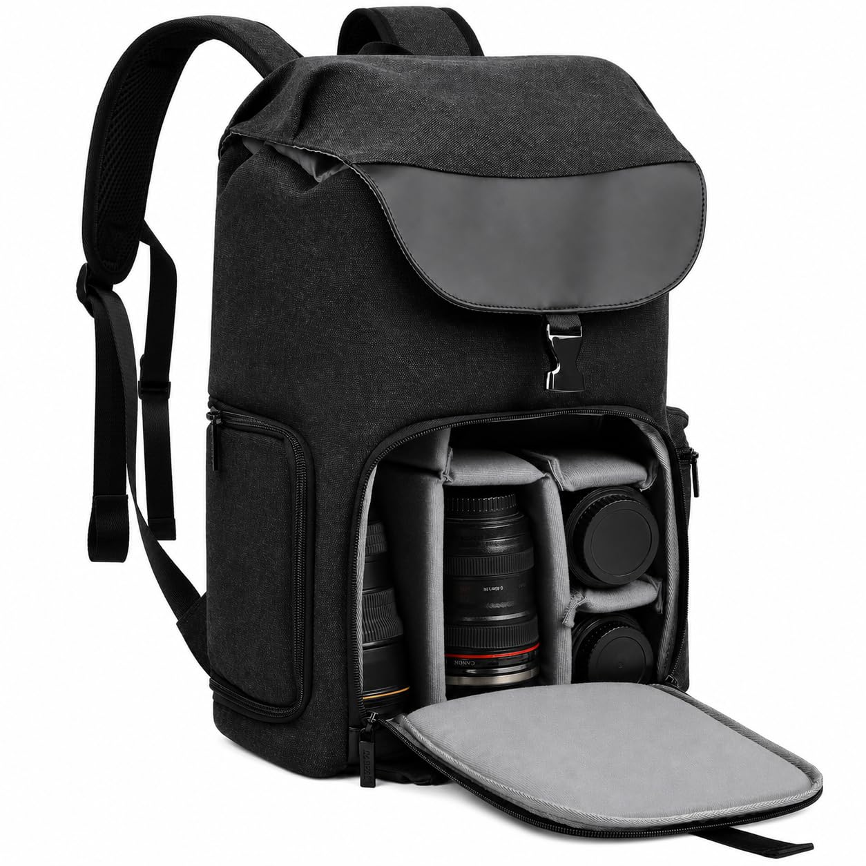 CADeN Imperméable Sac a Dos Appareil Photo, Toile Photographe Sacoche Ordinateur Portable 15.6'' pour Compatible avec l'objectif Canon Nikon Sony Pentax SLR