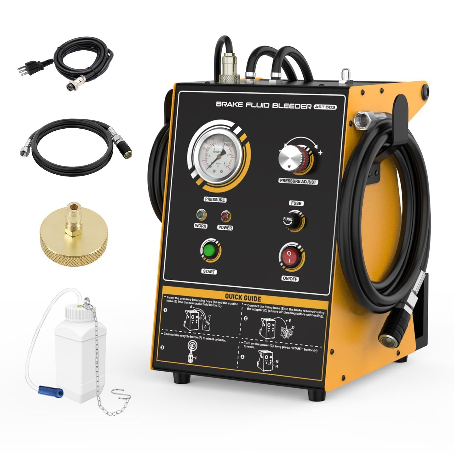 Kit de Purga de Frenos automático AST603, máquina de Purga de líquido de Frenos de 220 V, reemplazo de un botón de Pulso, monitoreo Inteligente del Nivel de líquido
