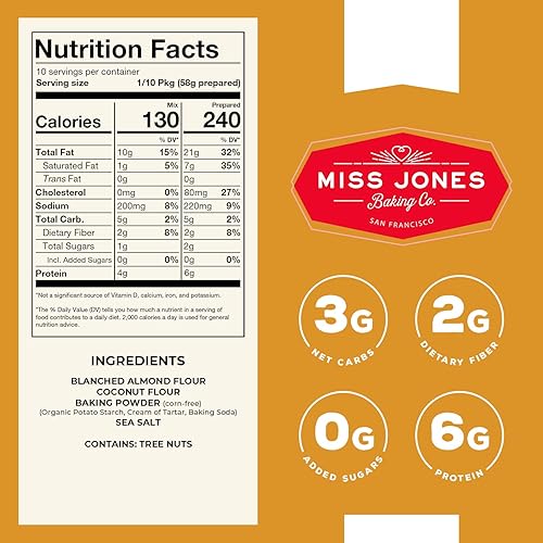 Miniatura 10 de Miss Jones Baking. Mezcla para Brownie Keto, sin azúcar añadida, naturalmente dulces, postres y golosinas. - Adecuadas para diabéticos, dietas