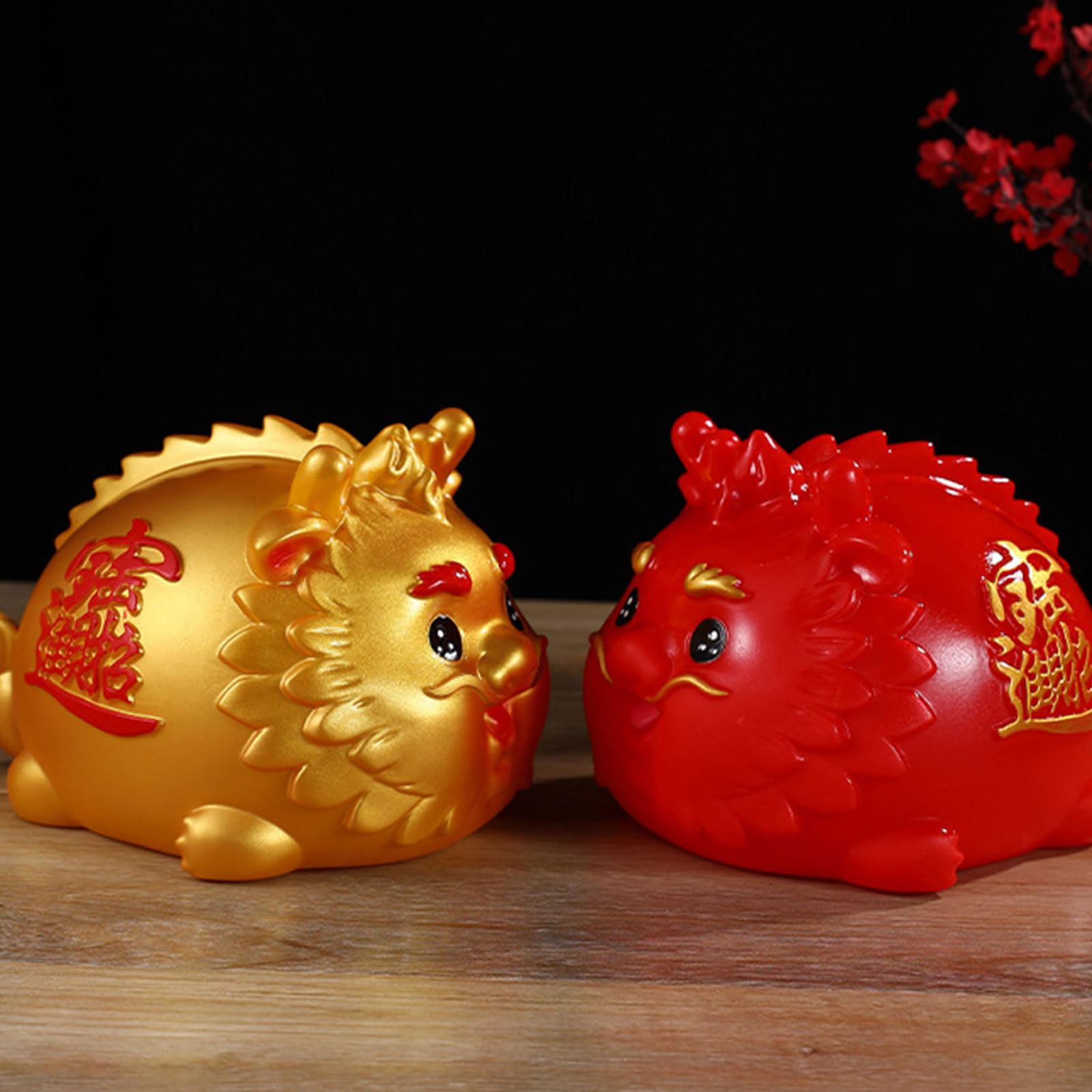 Holdes Salvadanaio Banca del Drago per Bambini, Barattolo Salvamonete del Drago dello Zodiaco Cinese Lucky Fengshui, Barattolo Portamonete Infrangibile Mascotte Anno 2024 del Drago, 9,9x15,5cm