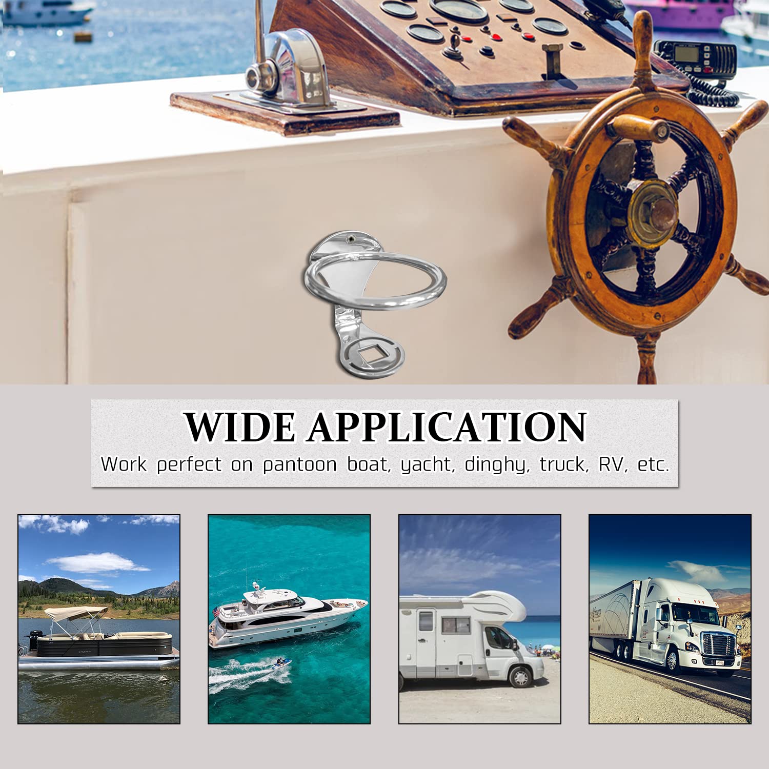 Bague Porte Boissons en Acier Inoxydable Acier pour Yachts Marins Porte Gobelets Bateau Plate Forme Universelle de Support de Boisson de Matériel