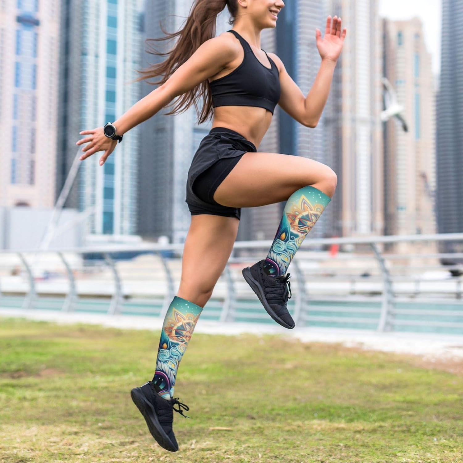Fantastic and mysterious cat Compression Socks 15-20mmHg Graduated Compression, Ideal for Office Workers, and Athletes