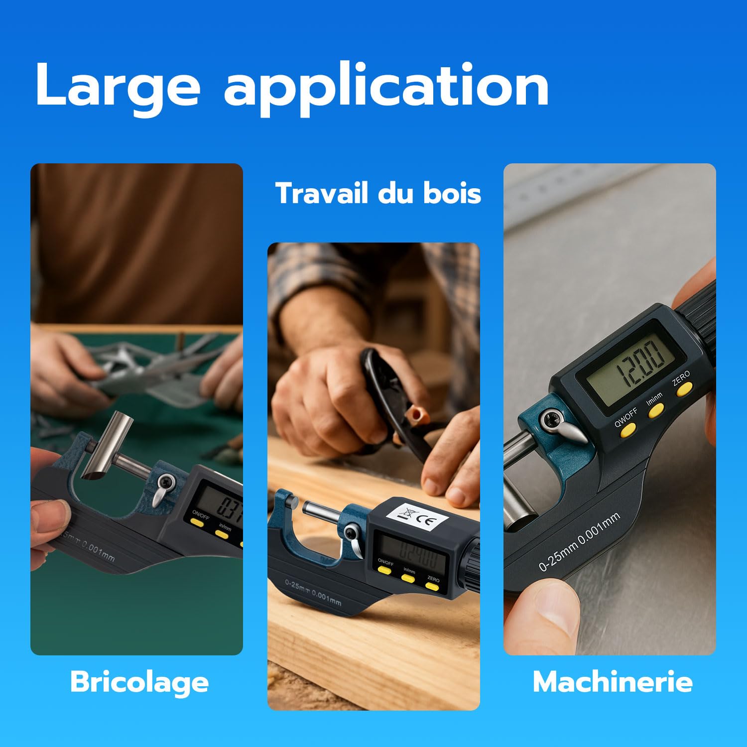 Mcbazel Micromètre Électronique LCD 0-25 mm, Micromètre Numérique Extérieur avec Affichage en Pouce/Métrique, Haute Précision 0,001 mm