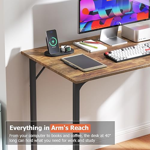 Miniatura 5 de Dopinmin Escritorio para computadora de 47 pulgadas, mesa de estudio simple, escritorio de oficina industrial, mesa resistente para computadora