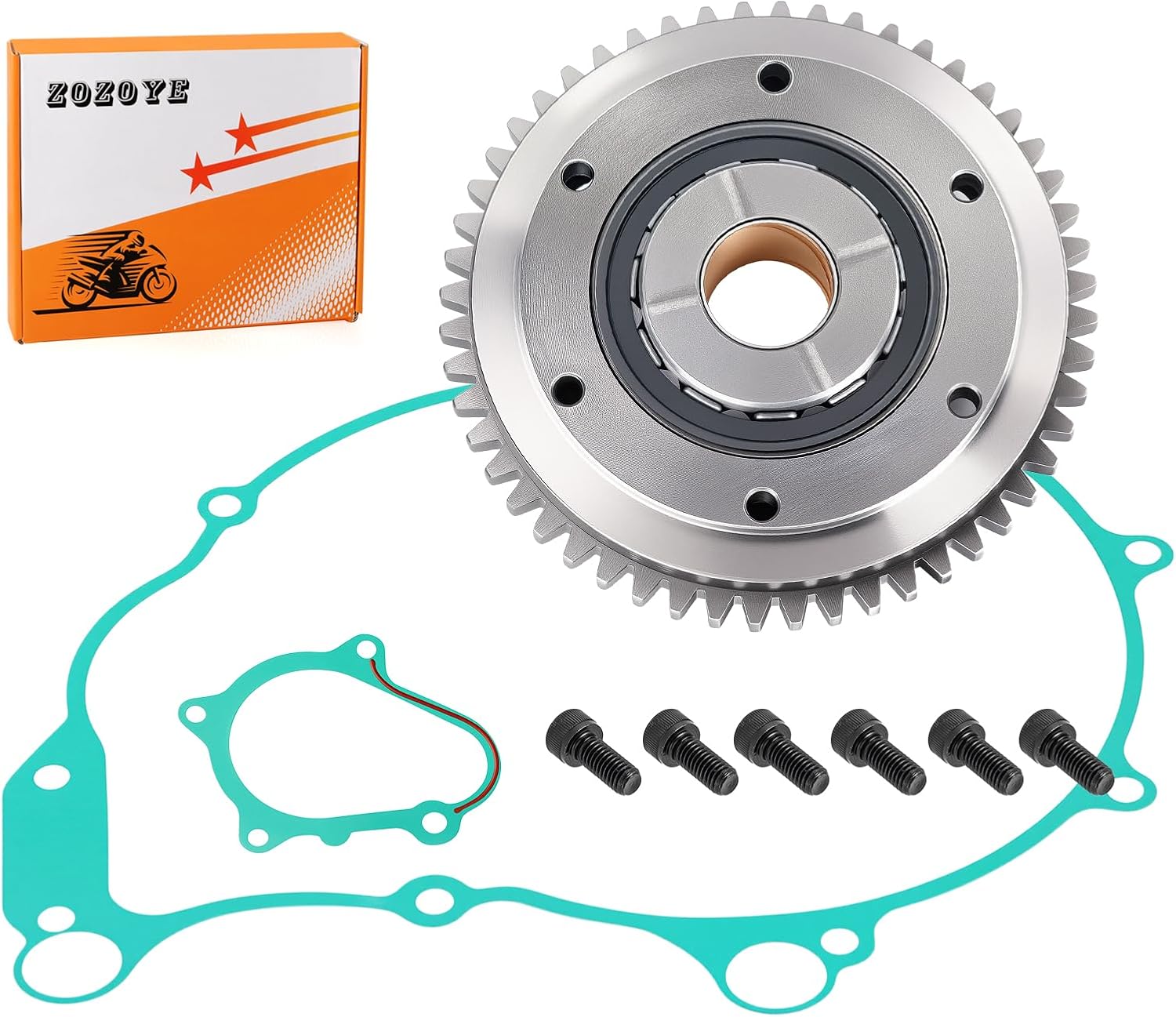Starter Clutch Gear One Way Bearing Kit and Gasket for Yamaha YFM660R Raptor 660R 2004 2005 5LP-15515-20-00