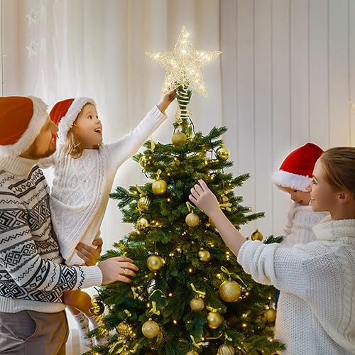 Miniatura 6 de Toyvian Estrella para decoración del árbol de Navidad, decoración de Navidad, alambre iluminado, estrella de árbol de Navidad para adorno de árbol