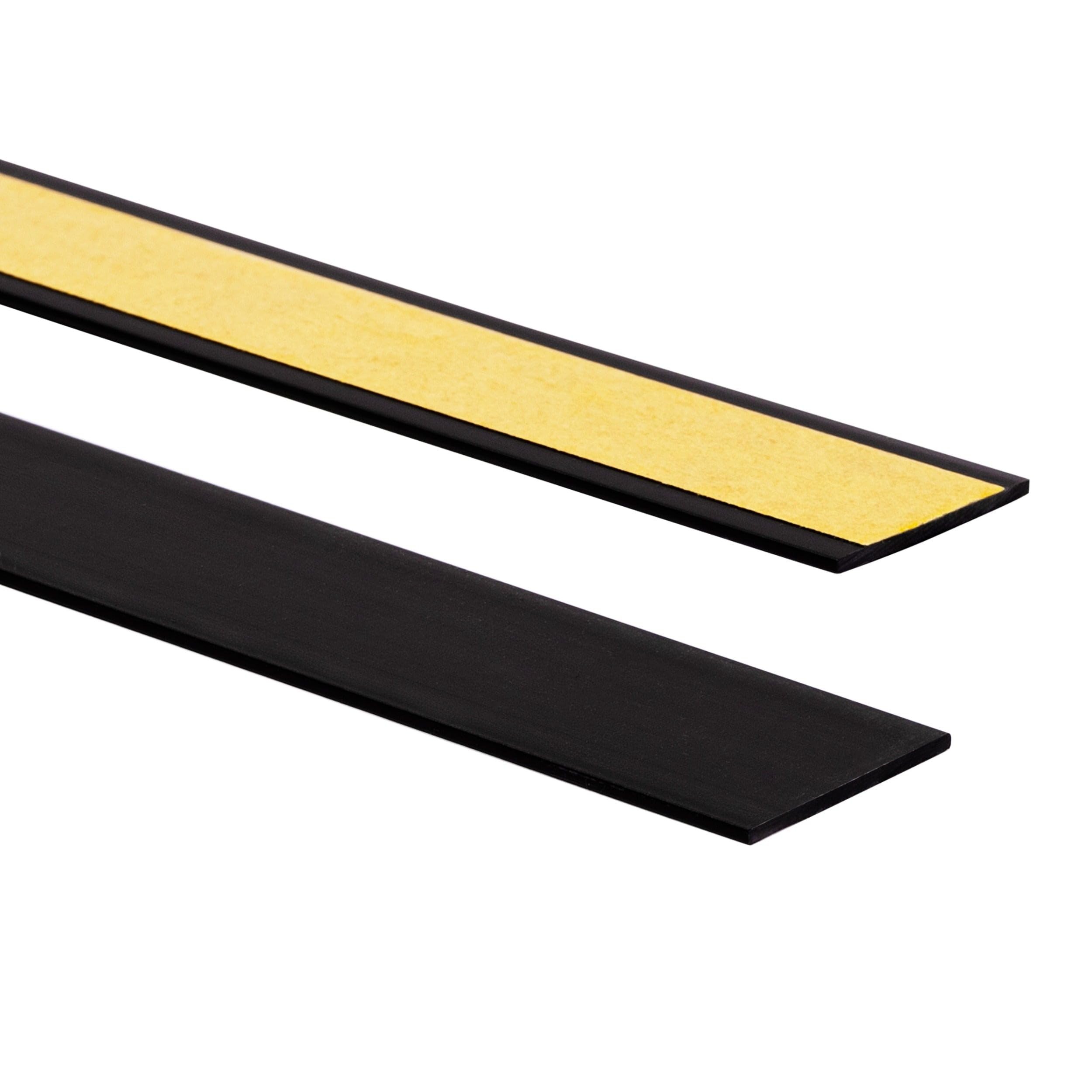 Quest Bande Plate PVC 20 mm Autoadhésive - Noir, 10 m | Baguette de finition autocollante, résistante, facile à couper, idéale pour bricolage, construction & décoration