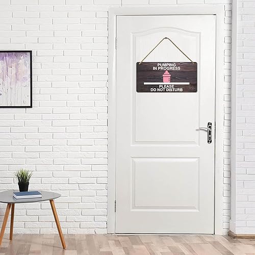 Miniatura 3 de Letrero de madera con texto en inglés "Pumping in Progress", letrero de bombeo para el trabajo, 5 x 10 pulgadas, letrero para puerta con texto en