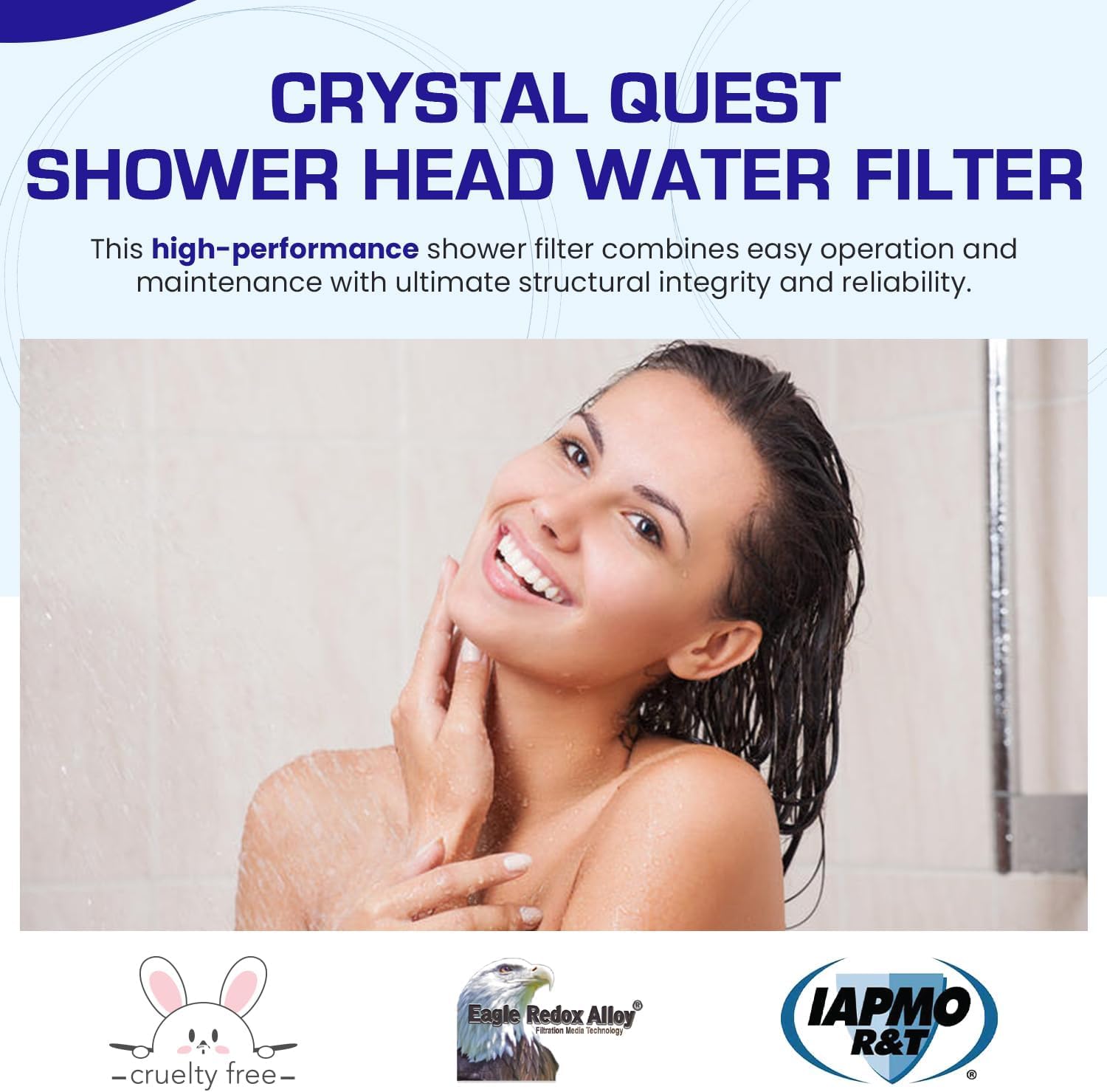 Crystal Quest Shower Filter, Shower Head Filter for Hard Water, Shower Water Filter Removes Chlorine, Chloramines & VOCs, Filter Shower Head, Improves Skin & Hair, Long-Lasting - ISO Certified, Chrome
