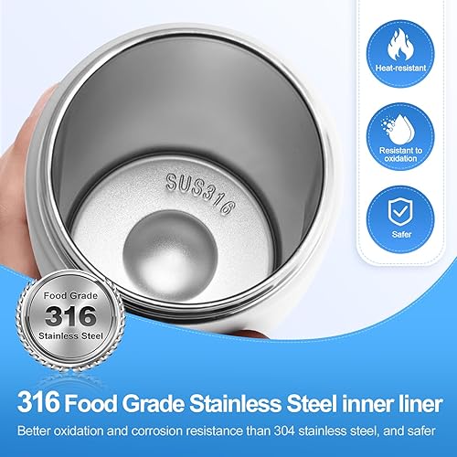 Miniatura 4 de Kawu Licuadora portátil, vaso de licuadora personal inalámbrica interior de acero inoxidable 316, grado alimenticio, batidora deportiva eléctrica de