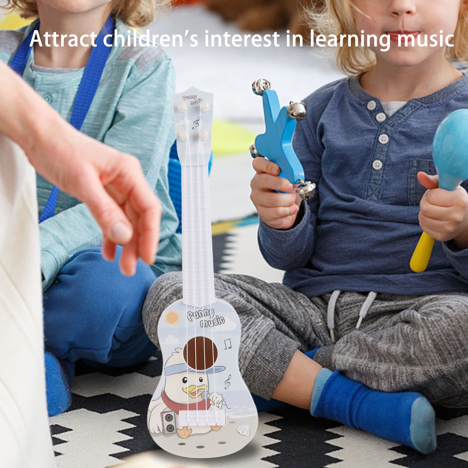 Greensen Chitarra Giocattolo per Bambini Strumento Musicale per Neonati Ragazzi Ragazze con Corde Morbide Suono Nitido Design Realistico Giocattolo Educativo Chitarra per Bambini di 3 4 (rosso)