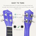 Ukulele for Beginners Hawaiian Wood Soprano Ukelele Starter Kit for Kids Adult Student Ukalelee Uke Bundle Pack with Free Lessons Gig Bag Tuner Strap Picks Nylon Strings (Deep Purple, 21 Inch)