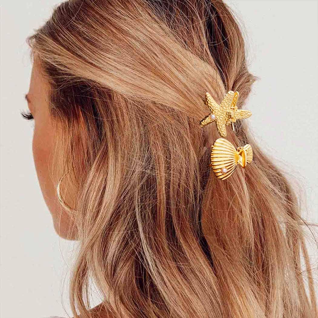 BARTOSI Gold Metal Claw Clips Small Starfish Hair Clips Shell Hair Claw Clip Noslip Hair Accessories for Women and Girls (Pack of 5) - Image 7