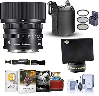 Sigma 45mm f/2.8 DG DN Contemporary Lens for Leica L, Bundle with ProOptic 55mm Filter Kit, Flex Lens Shade, Lens Pouch, Lens Cleaner, Cleaning Kit, Mac Software Kit